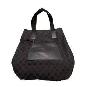 GUCCI Black Guccissima Monogram Nylon Tote Bag with leather*COA included